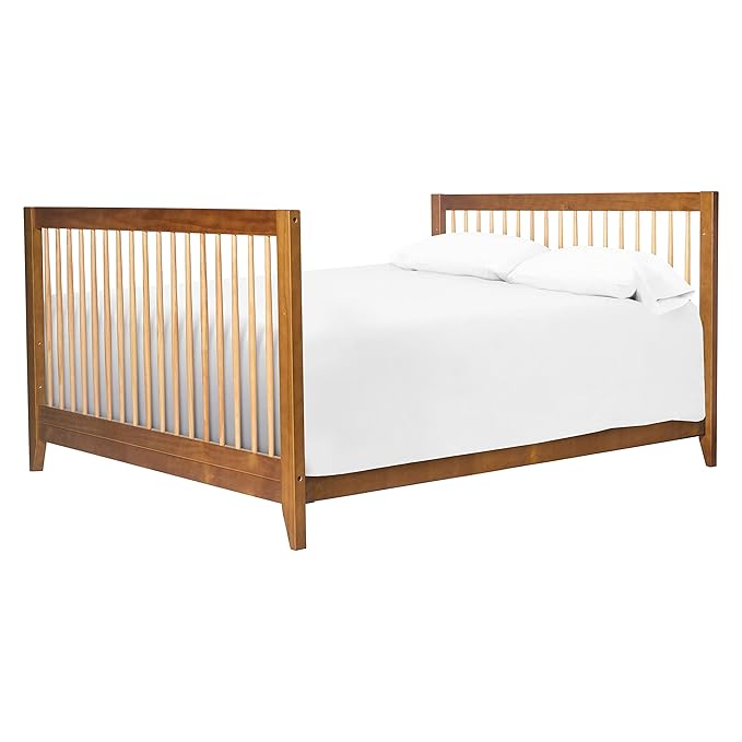 Babyletto Sprout 4-in-1 Convertible Crib with Toddler Bed Conversion Kit in Chestnut and Natural, Greenguard Gold Certified - LeafyLoom