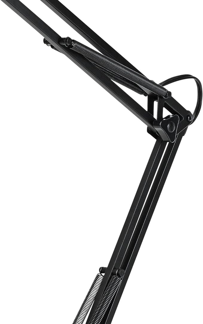 Globe Electric 5698601 28" Heavy Base Top Moving Spring Balanced Swing Arm Desk Lamp, Black, On/Off Rotary Switch on Shade, Office Decor, Reading Light, Home Essentials, Room Lighting - LeafyLoom