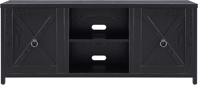 Henn&Hart Rectangular TV Stand for TV's up to 65" in Black, Electric Fireplace TV Stands for the Living Room - LeafyLoom