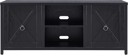 Henn&Hart Rectangular TV Stand for TV's up to 65" in Black, Electric Fireplace TV Stands for the Living Room - LeafyLoom