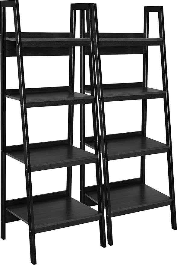 Ameriwood Home Lawrence 4 Shelf Ladder Bookcase Bundle, Black - LeafyLoom