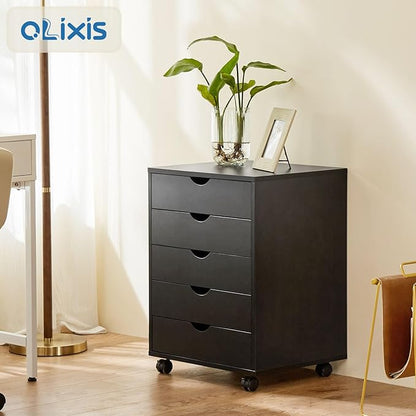 OLIXIS Chest Wood File Cabinet Rolling Organization Storage Dresser with Wheels for Home Office - LeafyLoom