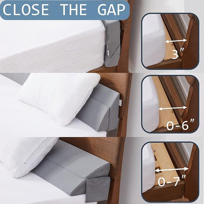 Limthe Twin Bed Wedge Pillow Stopper,Bed Gap Filler (0-7"),Headboard Pillow,Mattress Gap Cover,Adjustable Foam Wedge Pillow Fill Gap Between Headboard/Wall and Mattress, (Grey 39"x10"x6") - LeafyLoom