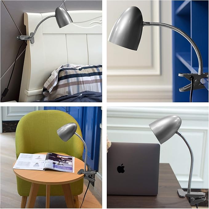 Desk lamp with Clamp, Non-Dimmable Clip Light for Bed and Desk, 4000K Cool White, 3.5W 240 LM Flexible Gooseneck lamp, Eye Protection, ETL Listed - LeafyLoom