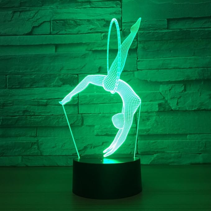 Gymnastics 3D Optical Illusion Lamp 7 Colors Change Timing Remote Control and Touch Button LED Table Desk Lamp for Home Bedroom Decoration - LeafyLoom