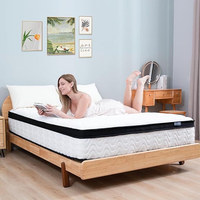 Full Size Mattress | 12 Inch Hybrid Mattresses Full in a Box | Medium Firm Memory Foam and Individual Pocket Springs | Fiberglass Free Bed Matress | Breathable | CertiPUR-US - LeafyLoom