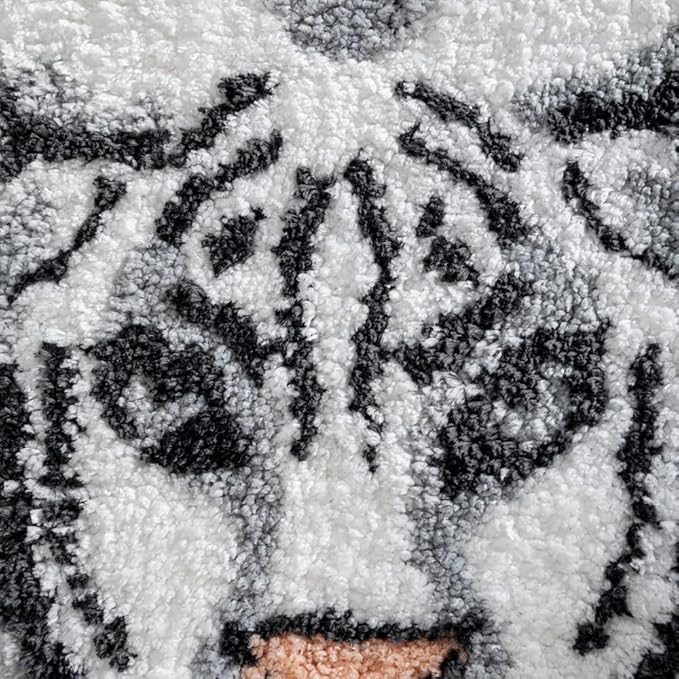 Tiger Shaped Bathroom Rug Animals Bath Mat Rug Non-Slip Bathroom Door Mat for Bedroom Bathroom Kitchen Cartoon Rug for Bathroom Tub Soft Bathmat Home Decor (65x98cm/25.6x38.6in) White - LeafyLoom