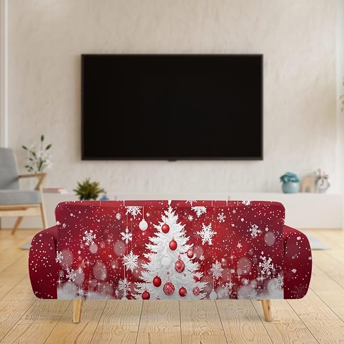 FKELYI Christmas Tree Sofa Furniture Protector Easy Going Stretch Sofa Slipcover Non-Slip Sofa Couch Cover Washable Sofa Slipcovers XL FKELYI