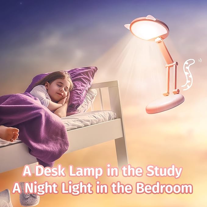 Cute Desk Lamp Foldable & Portable Lamp, Rechargeable+9 Brightness Pink Desk Lamp Kawaii Room Decor,Cute Lamp Kawaii Lamp Kawaii Desk Accessories,Pink Desk Lamp Cute Lamp Kawaii Room Decor Kawaii Lamp - LeafyLoom