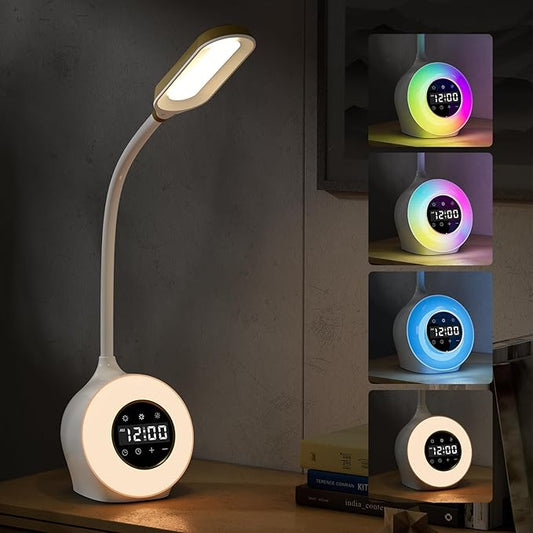 Desk Lamp with Alarm Clock, Sunrise Alarm Clock for Bedrooms,Digital Clock with Colourful Light, Cool Stuff Alarm Clocks for Kids - LeafyLoom