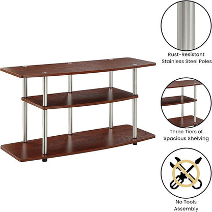 Convenience Concepts Designs2Go 3-Tier Wide TV Stand, 42", Cherry - LeafyLoom