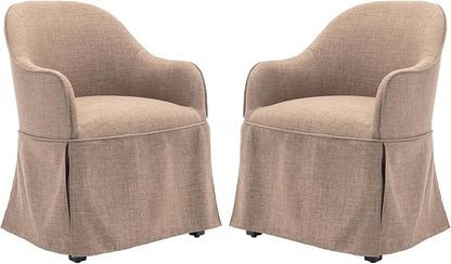 COLAMY Modern Accent Dining Chair Set of 2, Barrel Accent Armchair, 20 Inch Dining Chair with Cover, Chair with Back for Kitchen,Dining Room,Camel - LeafyLoom