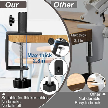 VEEMAGNI 5 Inch Large Magnifying Glass with Light and Stand, 5 Color Modes Stepless Dimmable, Long Swivel Arm LED Clamp Desk Lamp, Hands Free 8X Lighted Magnifier for Close Work Craft Hobby Soldering - LeafyLoom