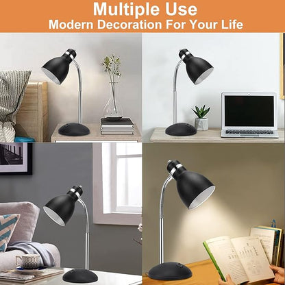 Table Lamp, Small Desk Lamp with Flexible Gooseneck, Adjustable Study Lamp with ON/Off Switch, Nightstand Lamp for Dorm Room, Bedroom, Classroom, College - LeafyLoom