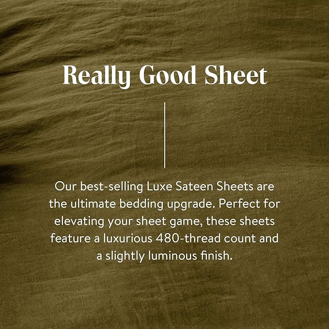 Brooklinen Luxury Sateen 4 Piece Sheet Set - 100% Cotton, California King Size in Cream - 1 Fitted Sheet, 1 Flat Sheet, 2 Pillowcases | Best Luxury Sheets - LeafyLoom