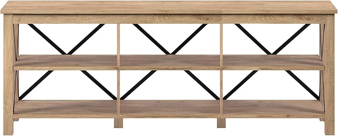 Henn&Hart Rectangular TV Stand for TV's up to 65" in White Oak, Electric Fireplace TV Stands for the Living Room - LeafyLoom