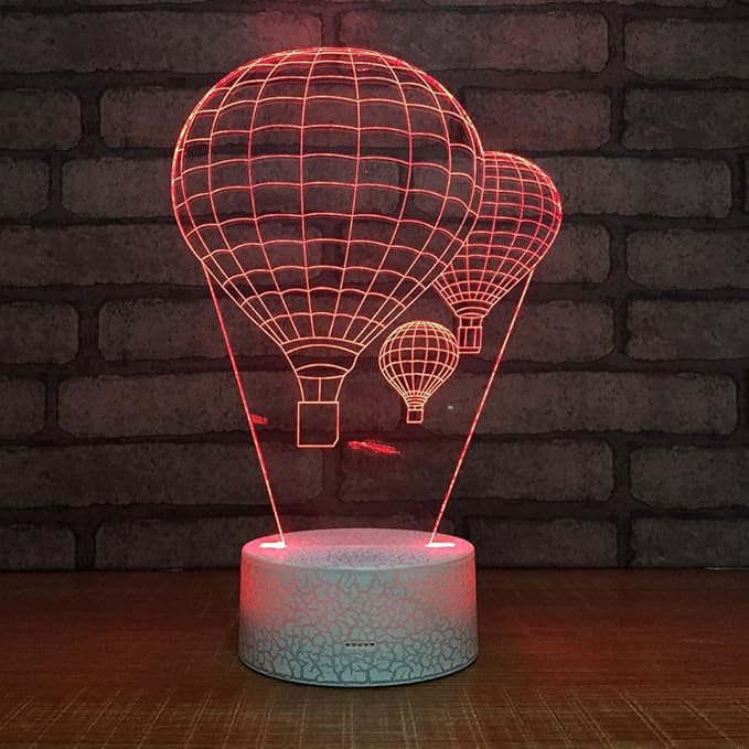 Hot Air Balloon Night Light 3D Visual LED Desk Lamp Fire Balloon Toy Household Home Room Decor 7 Colors Change Touch Table Light Birthday Gift Christmas Gift for Kids and Adult - LeafyLoom