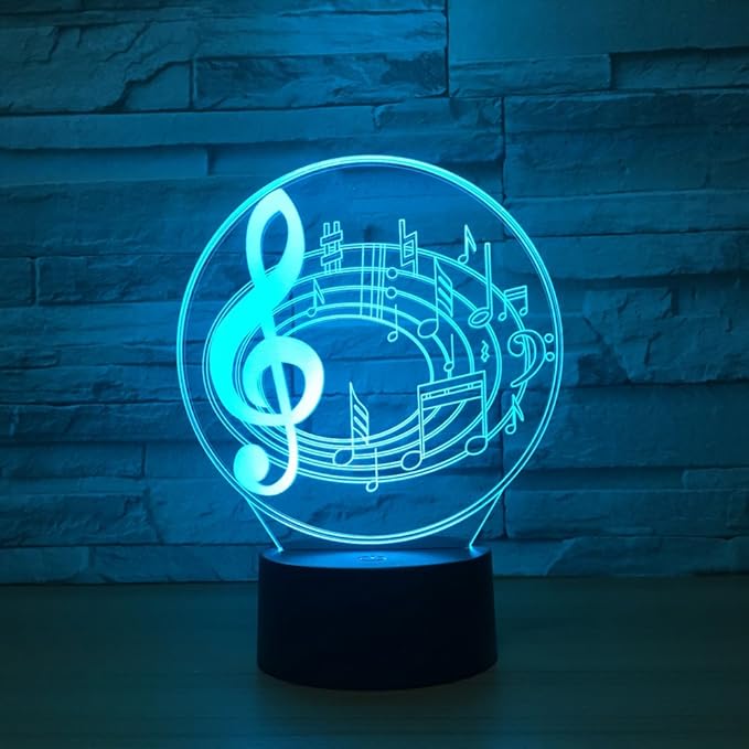 Music Note Shaped 3D Optical Illusion Lamp 7 Colors Change Timing Remote Control and Touch Button LED Table Desk Lamp for Home Bedroom Decoration - LeafyLoom