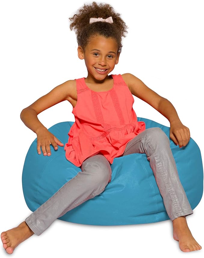 Posh Creations Bean Bag Chair for Kids, Teens, and Adults Includes Removable and Machine Washable Cover, Heather Teal, 27in - Medium - LeafyLoom