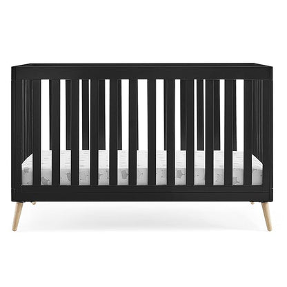 Delta Children Essex 4-in-1 Convertible Baby Crib, Ebony with Natural Legs - LeafyLoom