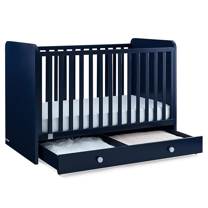 GAP babyGap Graham 4-in-1 Convertible Crib with Storage Drawer - Greenguard Gold Certified, Navy/Light Blue - LeafyLoom