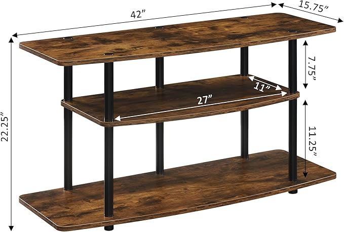 Convenience Concepts Designs2Go 3-Tier Wide TV Stand, 42", Barnwood/Black - LeafyLoom