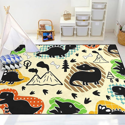 Dinosaur Rugs for Boys Bedroom - Kids Bedroom Rug Dinosaur Pattern Area Rug Kids Play Rugs for Boys Dinosaur Bedroom Decor for Boys Colorful Dinosaur Print Area Rug Kids Rugs for Bedroom,5'×7' - LeafyLoom