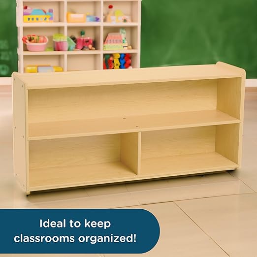 Angeles Kids 2 Shelf Bookshelf Organizer, Classroom Bookshelf for Kids and Toddlers - LeafyLoom