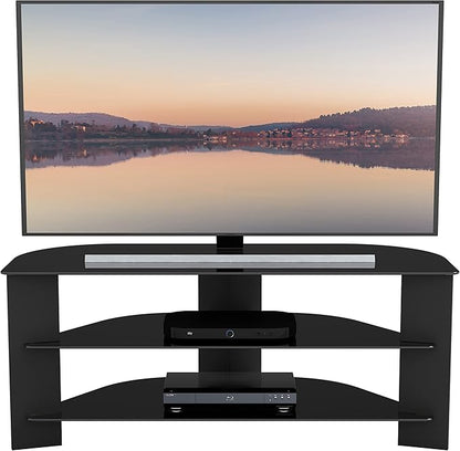 AVF Transitional Wood and Glass Vico TV Stand for TVs up to 55" in Black - LeafyLoom