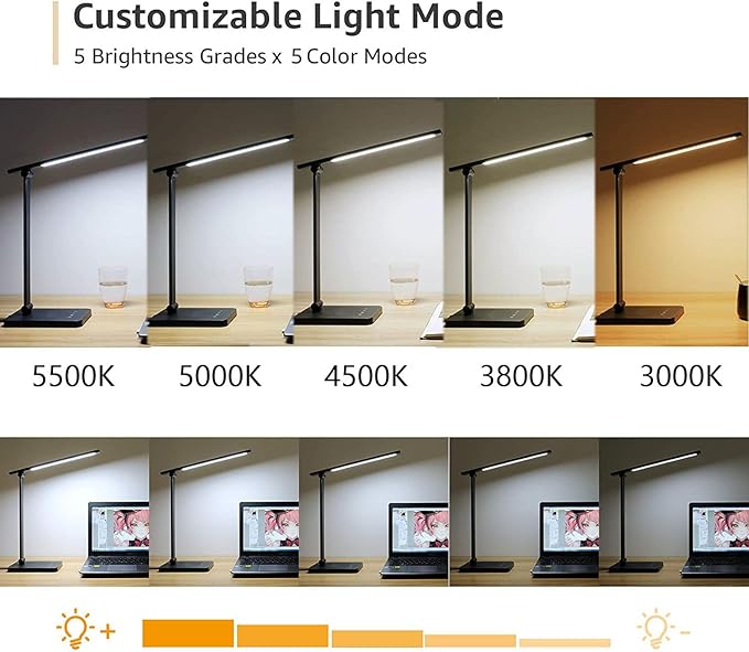 Foldable Desk Light Reading Lamp 5-Color Eye Protection Study Lamp Dimmable Eye Caring Reading Desk Light Aluminum Alloy Desk Lamps Auto Timer LED Lamp - LeafyLoom