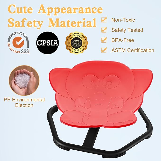 Spinning Chair for Autistic Kids Sit and Spin Chair for Kids Swivel Sensory Chair Elephant Spinning Seat Autism Sensory Chair Items for Sensory Room Training Balance Body Coordination - LeafyLoom