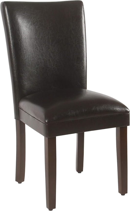 HomePop Parsons Upholstered Accent Dining Chair, Set of 2, Dark Brown Faux Leather - LeafyLoom