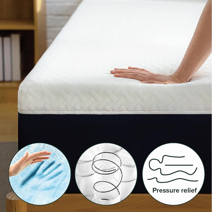 ZINUS 12 Inch Cooling Comfort Hybrid Mattress [New Version], Full, Fiberglass free, Medium Firm Feel, Motion Isolation, Certified Safe Foams & Fabric, Mattress in A Box - LeafyLoom