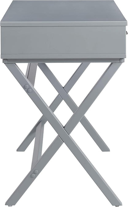 Linon Grey Campaign Style Sawyer Desk - LeafyLoom