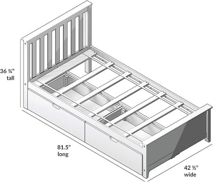 Max & Lily Twin Bed, Bed Frame with Headboard For Kids with Storage Drawers, Slatted, Natural - LeafyLoom