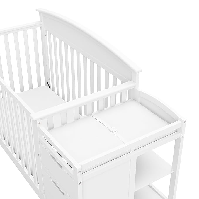 Graco Benton 4-in-1 Convertible Crib and Changer (White) – Crib and Changing Table Combo, Includes Water-Resistant Changing Pad, 3 Drawers, Converts to Toddler Bed, Daybed and Full-Size Bed - LeafyLoom