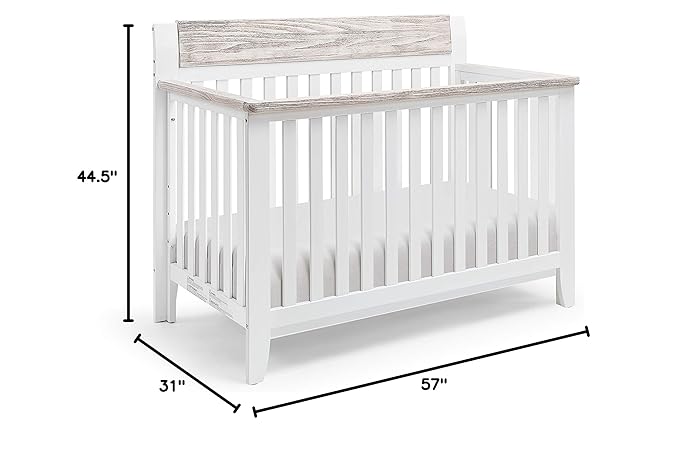 Suite Bebe Hayes 4 in 1 Convertible Crib, White and Wire Brushed Wood - LeafyLoom