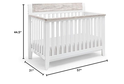 Suite Bebe Hayes 4 in 1 Convertible Crib, White and Wire Brushed Wood - LeafyLoom