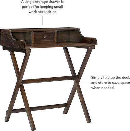 Linon Mable Folding Desk, Walnut - LeafyLoom