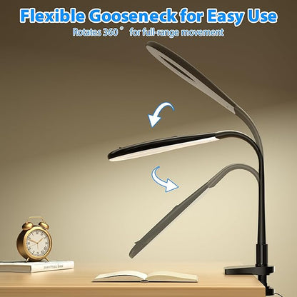 Magnifying Glass with Light, Flexible Gooseneck 3X&5X Glass Lens LED Magnifying Desk Lamp with Clamp, Hand Free Magnifying Lamp with Dust Cover for Reading, Painting, Craft, Repair - LeafyLoom