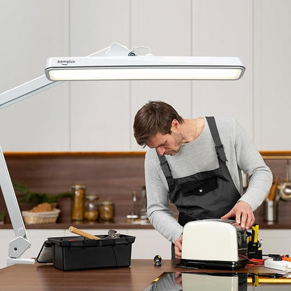 LED Architect Desk Lamp, 2500 Lumens, Dimmable, Metal Swing Arm, 5 Color Temperatures, 30W, Ideal for Task Work, Drafting, Reading, Clamp-on Office Table Lamp with 324 Bright LEDs(White) - LeafyLoom