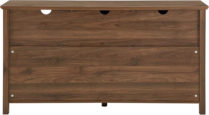 Walker Edison Modern Wood Grooved Buffet Sideboard with Open Storage-Entryway Serving Storage Cabinet Doors-Dining Room Console, 58 Inch, Dark Walnut - LeafyLoom