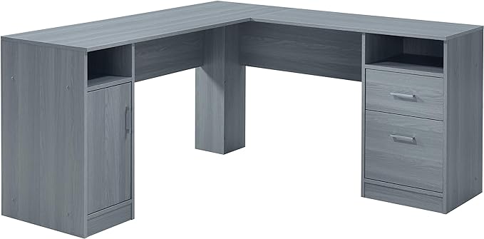 NicBex Laik-DW-00038-DX Desks, 59.5" W x 59.5" D x 29.75" H, Gray - LeafyLoom