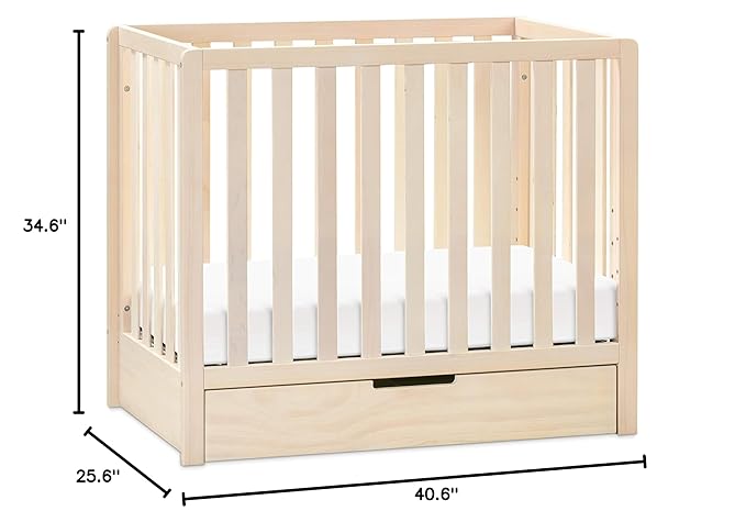 Carter's by DaVinci Colby 4-in-1 Convertible Mini Crib with Trundle Drawer in Washed Natural, Greenguard Gold Certified, Undercrib Storage - LeafyLoom