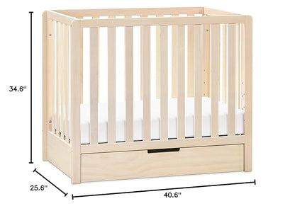 Carter's by DaVinci Colby 4-in-1 Convertible Mini Crib with Trundle Drawer in Washed Natural, Greenguard Gold Certified, Undercrib Storage - LeafyLoom