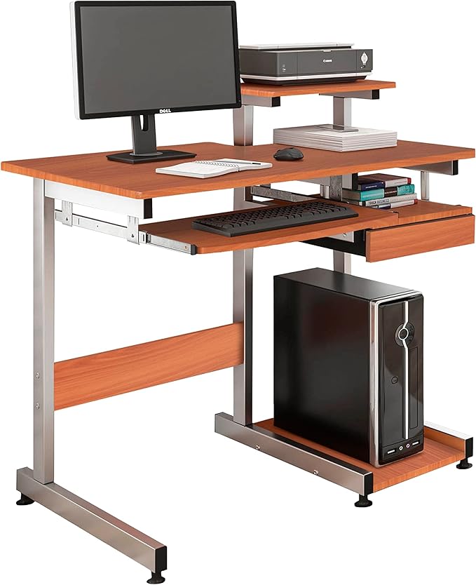 NicBex Laik-DW-00052-DX Desks, 37.75" W x 22" D x 35.25" H, Brown - LeafyLoom