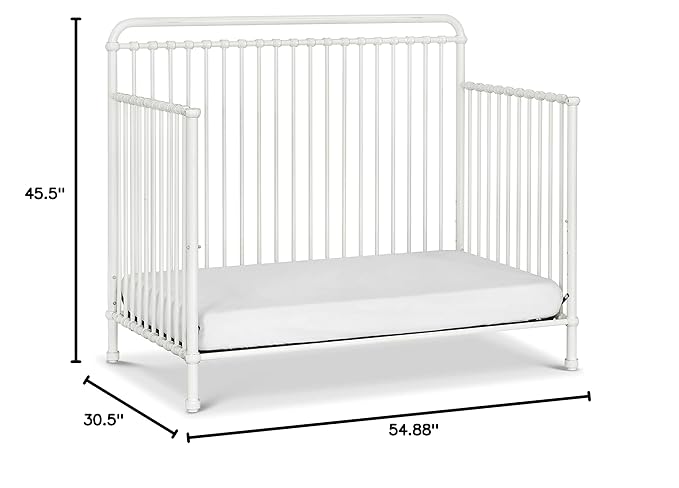 Namesake Winston 4-in-1 Convertible Metal Crib in Washed White, Greenguard Gold Certified - LeafyLoom