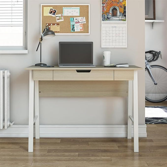 Ameriwood Home Oxford Computer Desk with Drawer, Pale Oak - LeafyLoom