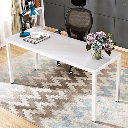 SogesGame Computer Desk, 63 inches Office Desk Computer Table Study Writing Desk Workstation for Home Office, White Dining Table - LeafyLoom