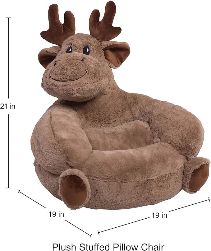 Trend Lab Moose Toddler Chair Plush Character Kids Chair Comfy Furniture Pillow Chair for Boys and Girls, 21 x 19 x 19 inches - LeafyLoom